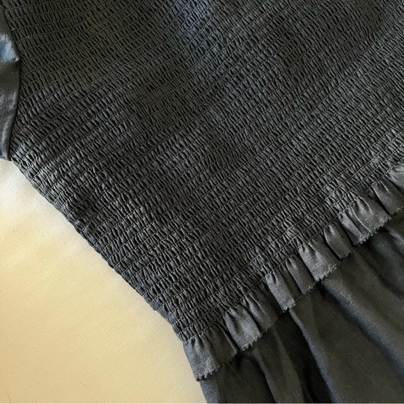Quince 100% European Linen Smocked Mini Dress in Black - Picture 12 of 16